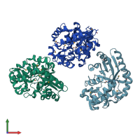 PDB entry 3dcp coloured by chain, front view.