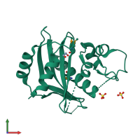 PDB entry 3dcz coloured by chain, front view.