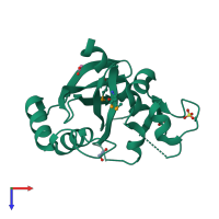 PDB entry 3dcz coloured by chain, top view.