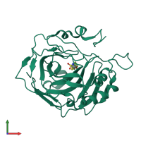 PDB entry 3dd0 coloured by chain, front view.