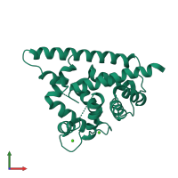 PDB entry 3dd4 coloured by chain, front view.