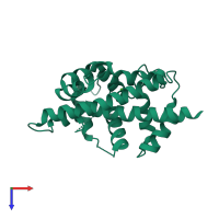 PDB entry 3dd4 coloured by chain, top view.