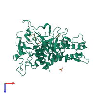 PDB entry 3ddb coloured by chain, top view.