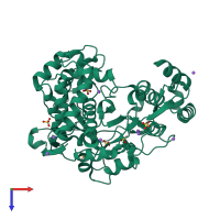 PDB entry 3ddk coloured by chain, top view.