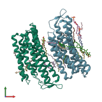 PDB entry 3ddl coloured by chain, front view.