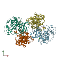 PDB entry 3ddp coloured by chain, front view.