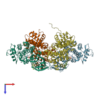 PDB entry 3ddp coloured by chain, top view.
