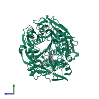 PDB entry 3ddu coloured by chain, side view.