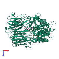PDB entry 3ddu coloured by chain, top view.