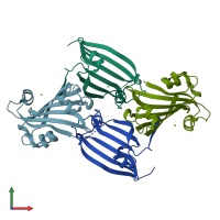 PDB entry 3ddv coloured by chain, front view.