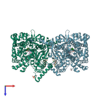 PDB entry 3ddw coloured by chain, top view.