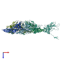 PDB entry 3ddx coloured by chain, top view.