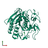 PDB entry 3de1 coloured by chain, front view.