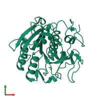 PDB entry 3de2 coloured by chain, front view.