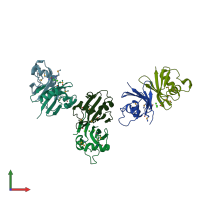 PDB entry 3ded coloured by chain, front view.