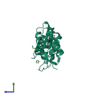 PDB entry 3dee coloured by chain, side view.