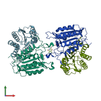PDB entry 3deh coloured by chain, front view.