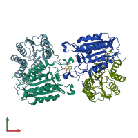 PDB entry 3dej coloured by chain, front view.