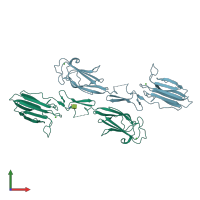 PDB entry 3dem coloured by chain, front view.