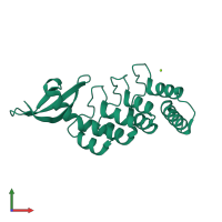 PDB entry 3deo coloured by chain, front view.