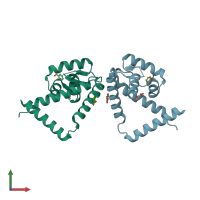 PDB entry 3deu coloured by chain, front view.