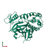 PDB entry 3df7 coloured by chain, front view.