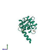PDB entry 3df8 coloured by chain, side view.