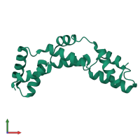 Monomeric assembly 1 of PDB entry 3dfg coloured by chemically distinct molecules, front view.