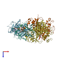 PDB entry 3dga coloured by chain, top view.