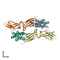 PDB entry 3dgc coloured by chain, front view.