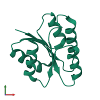 PDB entry 3dgf coloured by chain, front view.