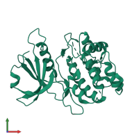 PDB entry 3dgk coloured by chain, front view.