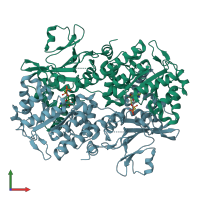 PDB entry 3dgr coloured by chain, front view.