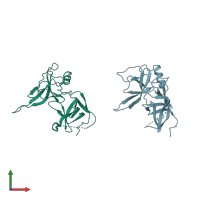 PDB entry 3dgs coloured by chain, front view.