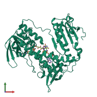 PDB entry 3dgz coloured by chain, front view.