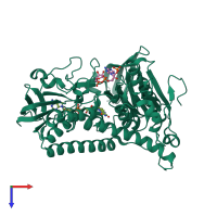 PDB entry 3dgz coloured by chain, top view.