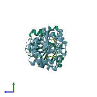 PDB entry 3dh0 coloured by chain, side view.