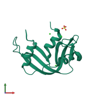 PDB entry 3dh5 coloured by chain, front view.