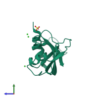 PDB entry 3dh5 coloured by chain, side view.