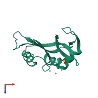 PDB entry 3dh5 coloured by chain, top view.