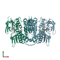 PDB entry 3dh9 coloured by chain, front view.