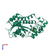 PDB entry 3dhe coloured by chain, top view.