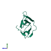 PDB entry 3dhm coloured by chain, side view.