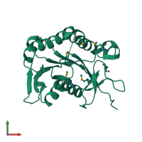 PDB entry 3dhn coloured by chain, front view.