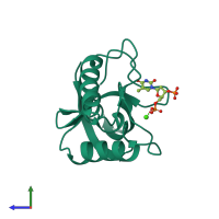 PDB entry 3dhq coloured by chain, side view.