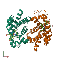 PDB entry 3dht coloured by chain, front view.