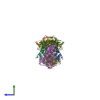 PDB entry 3dhw coloured by chain, side view.