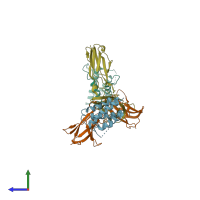 PDB entry 3di2 coloured by chain, side view.