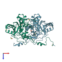 PDB entry 3di4 coloured by chain, top view.