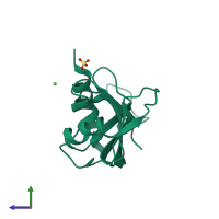 PDB entry 3di9 coloured by chain, side view.